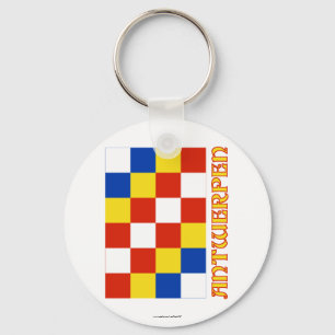 Antwerp Flag with Name Keychain