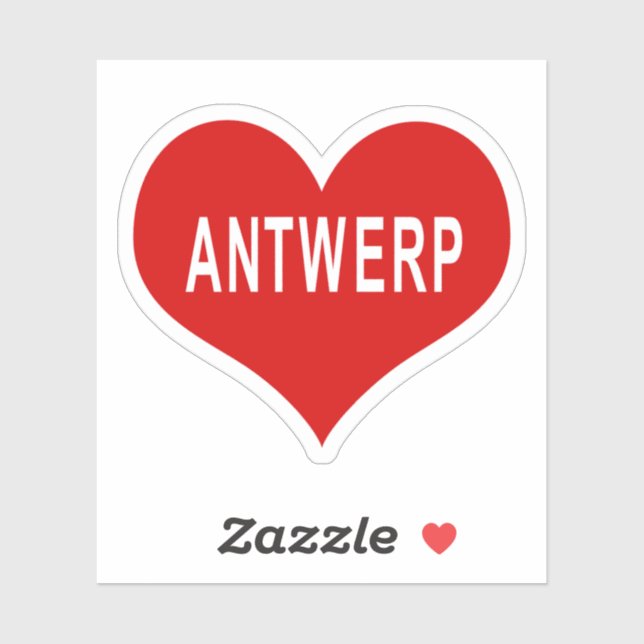 ANTWERP Red Love Heart Vinyl Sticker (Feuille)