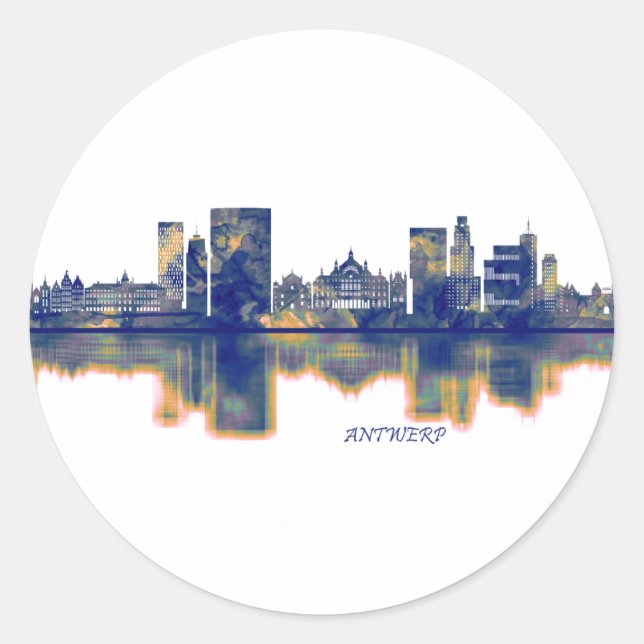 Antwerp Skyline Classic Round Sticker (Front)