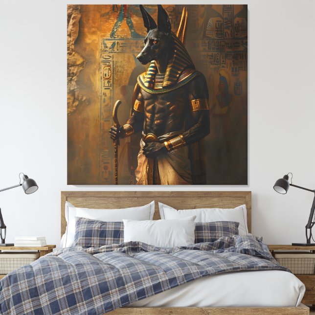 Anubis Ancient Egyptian God Afterlife Picture 2 Canvas Print (Insitu(Bedroom))