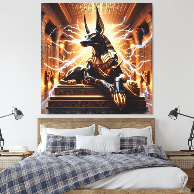 Anubis Ancient Egyptian God Afterlife Picture 3 Canvas Print (Insitu(Bedroom))