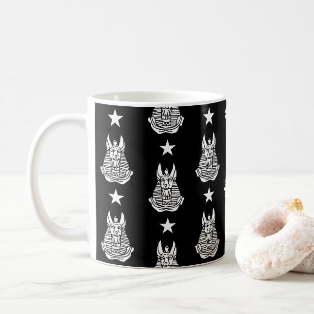Anubis Ancient Egyptian God Coffee Mug (With Donut)