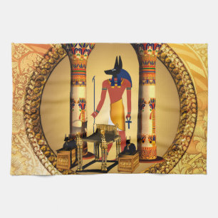 Anubis, ancient Egyptian god of the dead rituals Kitchen Towel