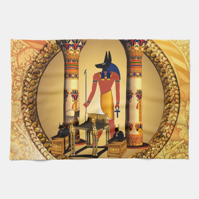 Anubis, ancient Egyptian god of the dead rituals Kitchen Towel (Horizontal)