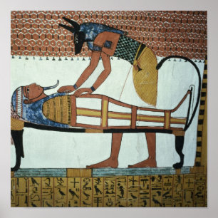Anubis and a Mummy, from the Tomb of Sennedjem Poster