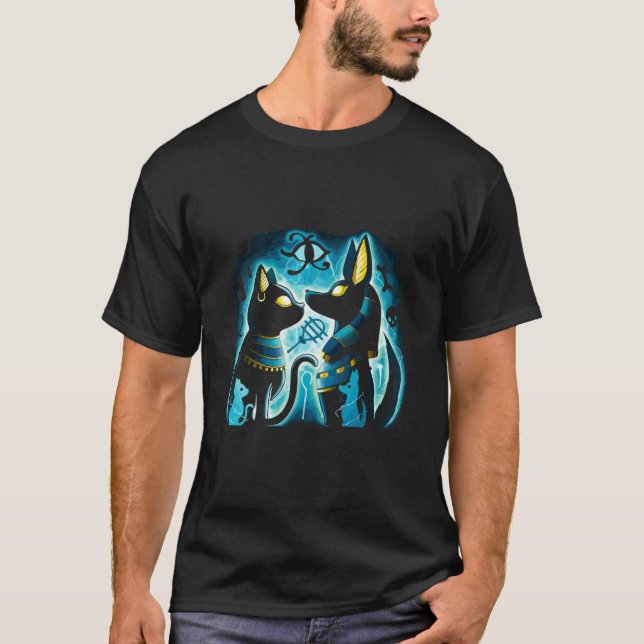 Anubis And Bastet Ancient Egyptian God Of The Afte T-Shirt (Front)
