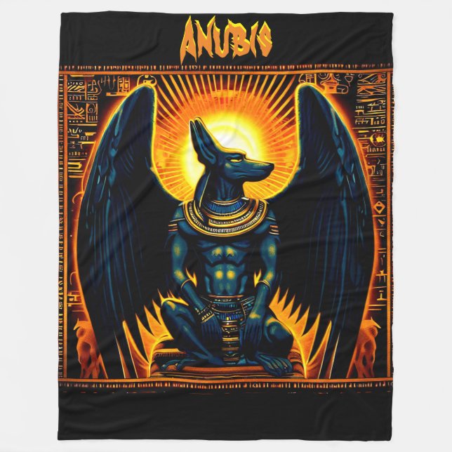 Anubis Egyptian God Fleece Blanket (Front)