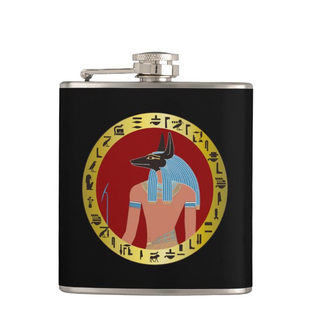 Anubis, Egyptian God Hip Flask (Front)