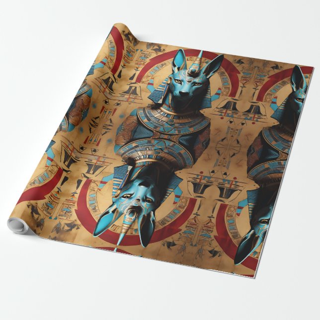 Anubis Egyptian God Jackal or Man Wrapping Paper (Unrolled)