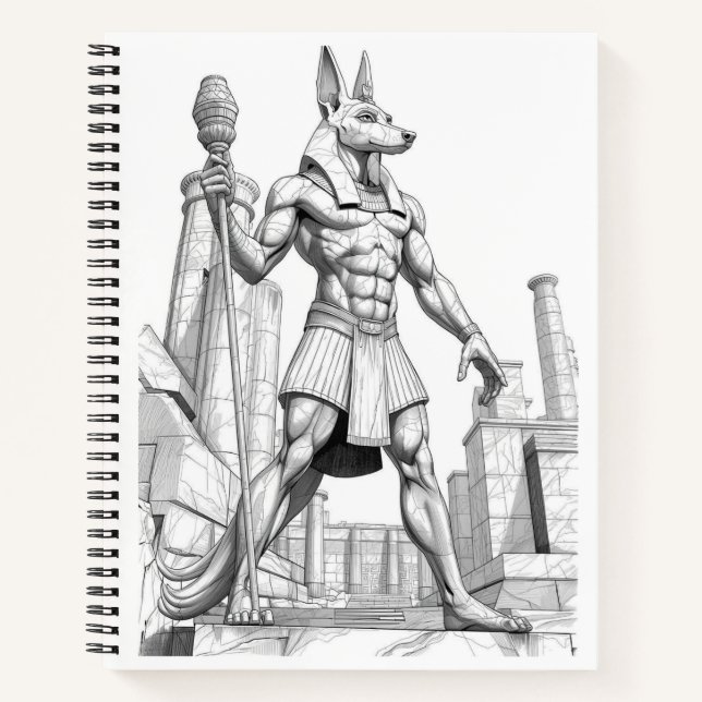 Anubis Egyptian God of the Dead Sketch Art Noteboo Notebook (Front)
