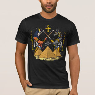 Anubis Egyptian God Ra Ankh Eye Of Horus Pyramids T-Shirt