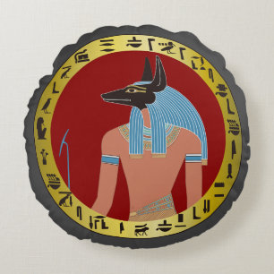 Anubis, Egyptian God Round Pillow