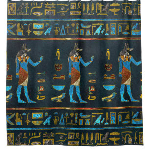 Anubis Egyptian  Gold, Blue and Red glass
