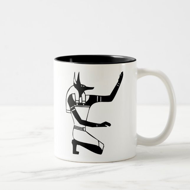 Anubis, Egyptian hieroglyph Two-Tone Coffee Mug (Right)