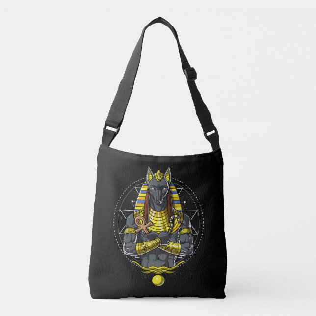 Anubis Egyptian Wolf God Egypt Ankh Mythology Crossbody Bag (Front)