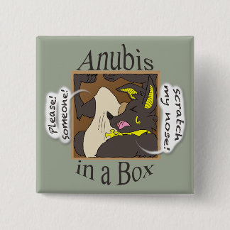 Anubis In A Box (Closed Eyes) 2 Inch Square Button