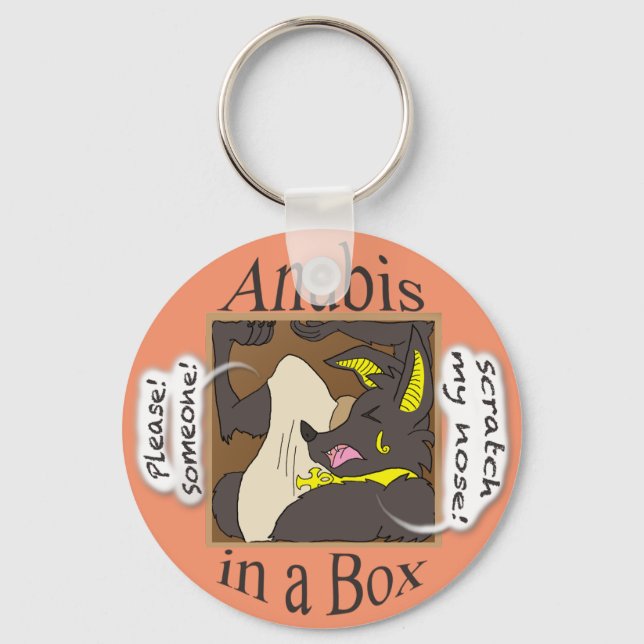 Anubis In a Box (Closed Eyes) Keychain (Front)