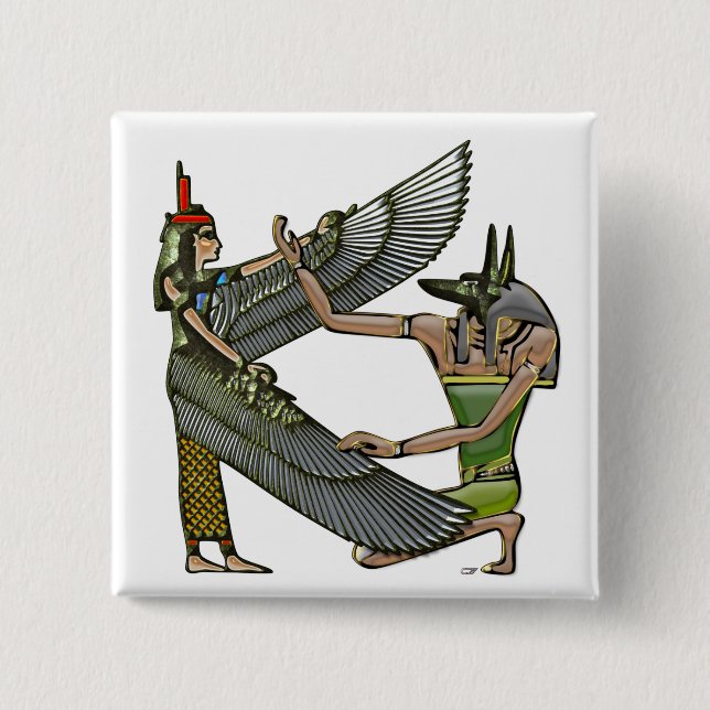 Anubis & Nut 2 Inch Square Button (Front)