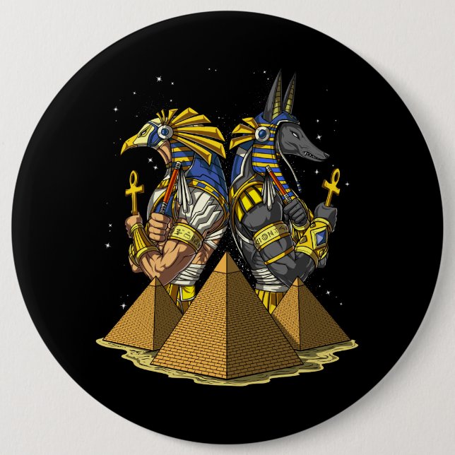 Anubis Ra Egyptian Gods Ancient Pyramids Mythology 6 Inch Round Button (Front)