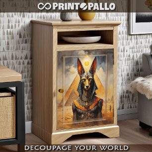 Anubis the egyptian god dog with piramids - tissue paper