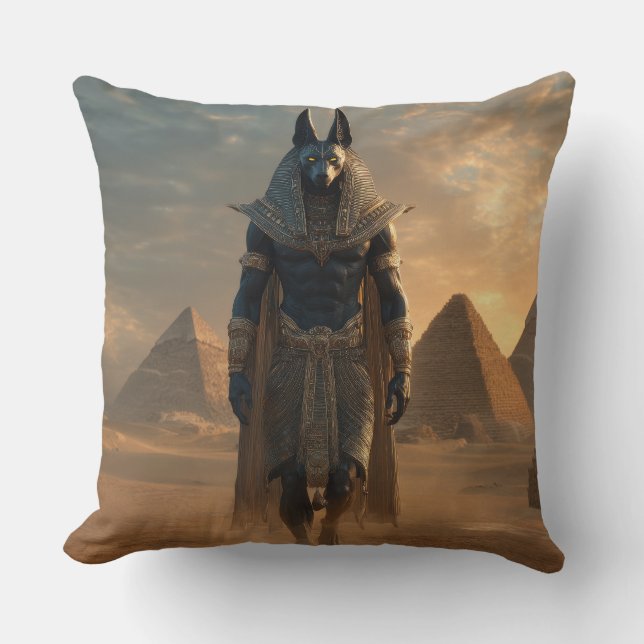 Anubis Throw pillow – Egyptian Mythology Wall Art (Front)