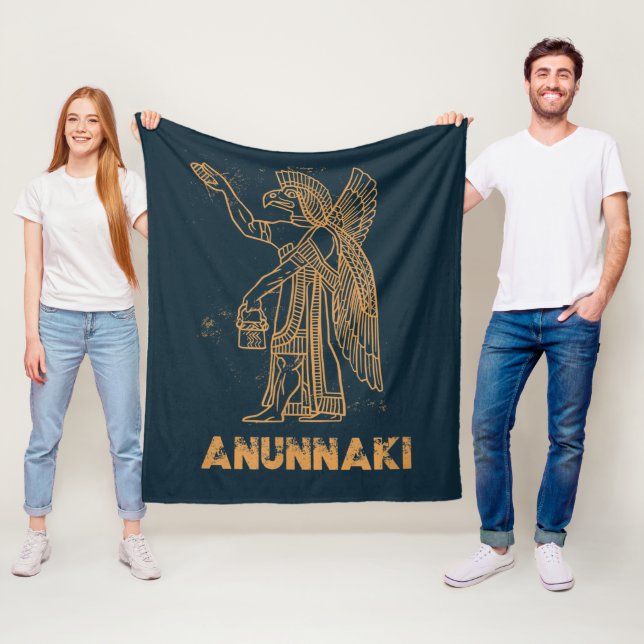 Anunnaki Ancient Astronaut Sumerian Alien Theorist Fleece Blanket (In Situ)