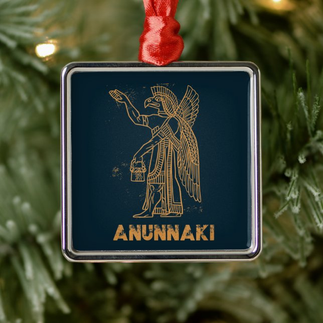 Anunnaki Ancient Astronaut Sumerian Alien Theorist Metal Ornament (Tree)