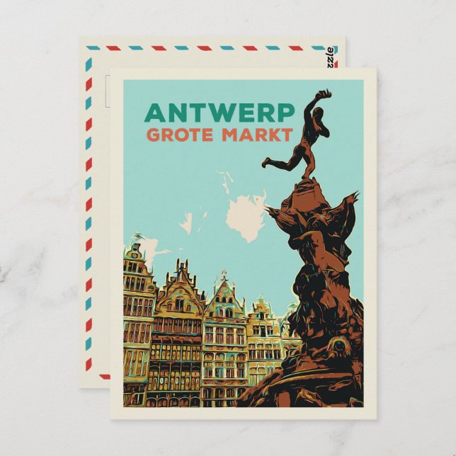 Anvers Grote Markt illustration Belgique Carte pos (Devant / Derrière)