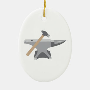 Anvil & Hammer Ceramic Ornament