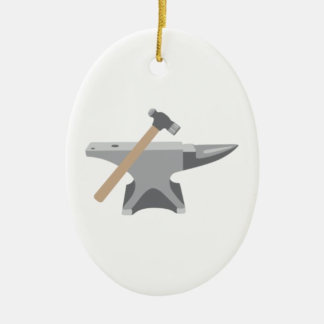 Anvil & Hammer Ceramic Ornament (Front)