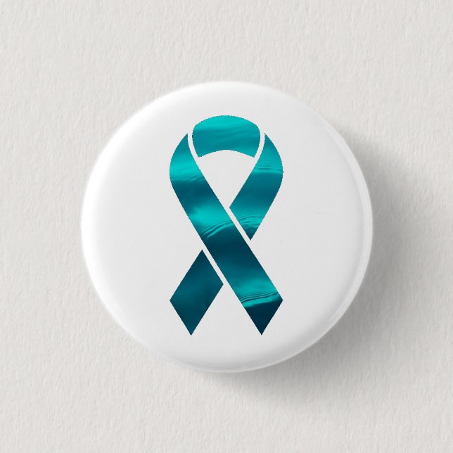 Anxiety Awareness Teal Ribbon 1 Inch Round Button (Front)