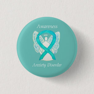 Anxiety Disorder Awareness Angel Teal Ribbon Pin