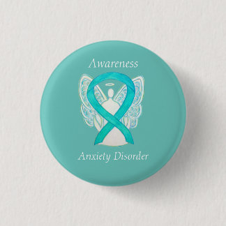 Anxiety Disorder Awareness Angel Teal Ribbon Pin