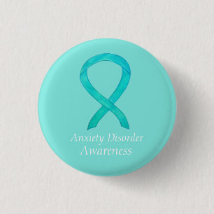 Anxiety Disorder Awareness Custom Teal Ribbon Pin