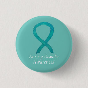 Anxiety Disorder Awareness Custom Teal Ribbon Pin