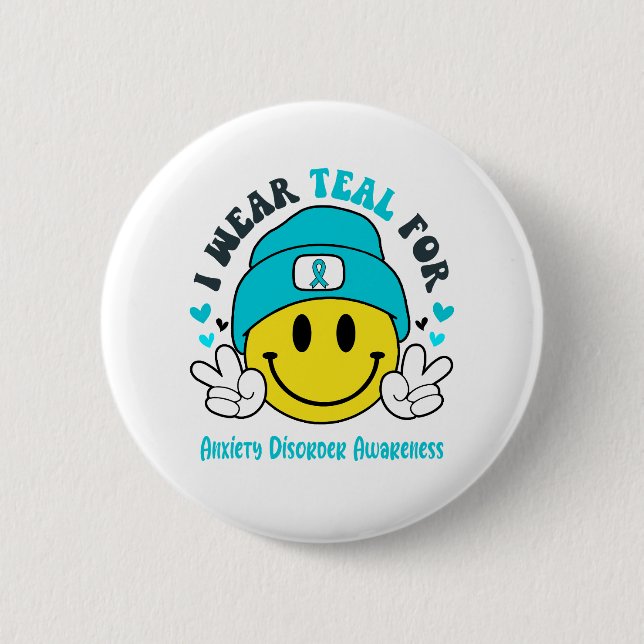 Anxiety Disorder Awareness Ribbon Support Gifts 2 Inch Round Button (Front)