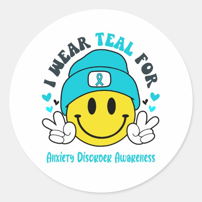 Anxiety Disorder Awareness Ribbon Support Gifts Classic Round Sticker (Front)