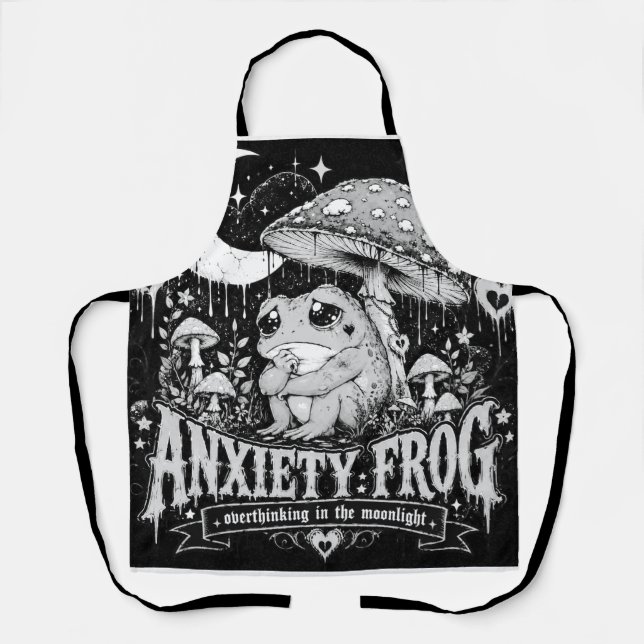Anxiety Frog Overthinking Moonlight Design Apron (Front)