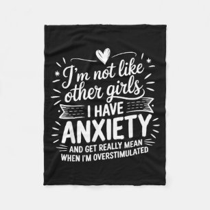 Anxiety Humor For Women With Overstimulation Fleece Blanket