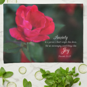 Anxiety in the heart -Joy Rose verse from Proverbs Kitchen Towel