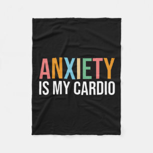 Anxiety Is My Cardio Retro Mental Health Awareness Fleece Blanket
