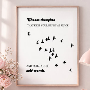 Anxiety relief wall art calming thoughts quote