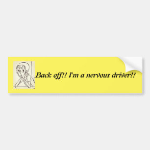 Anxiety Stressed Woman cartoon design yellow Bumper Sticker