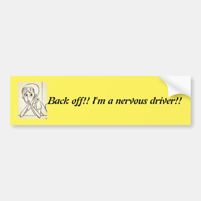 Anxiety Stressed Woman cartoon design yellow Bumper Sticker (Front)