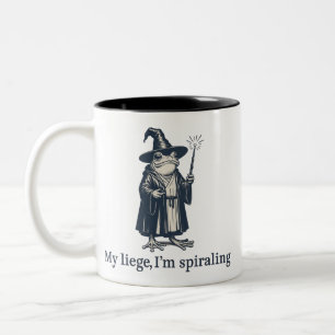 Anxious Frog Wizard Funny ADHD Neurodiversity  Two-Tone Coffee Mug