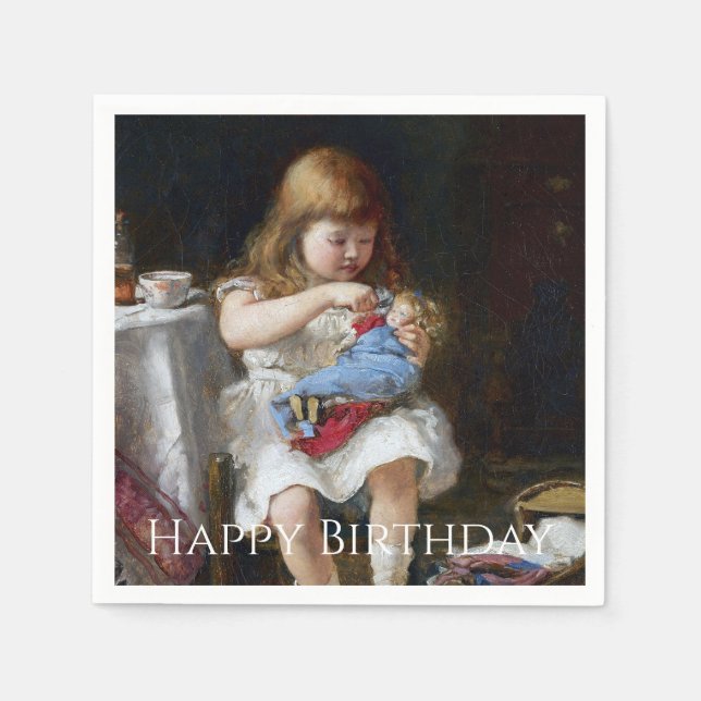 Anxious little mother Happy Birthday Napkin (Front)