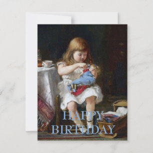 Anxious little mother with doll