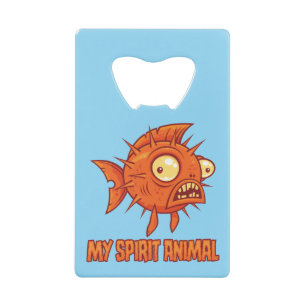 Anxious Quirky Blowfish Spirit Animal Credit Card Bottle Opener