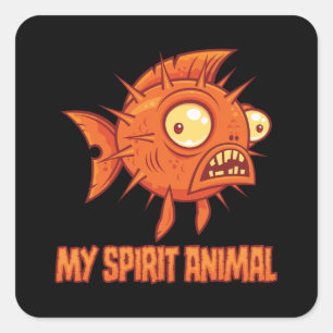 Anxious Quirky Blowfish Spirit Animal Square Sticker