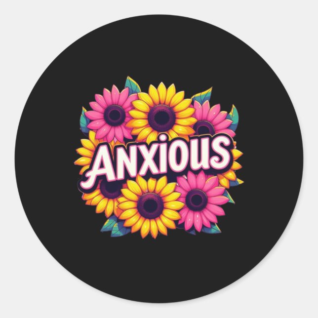 Anxious Sunflower Text Sticker  (Front)